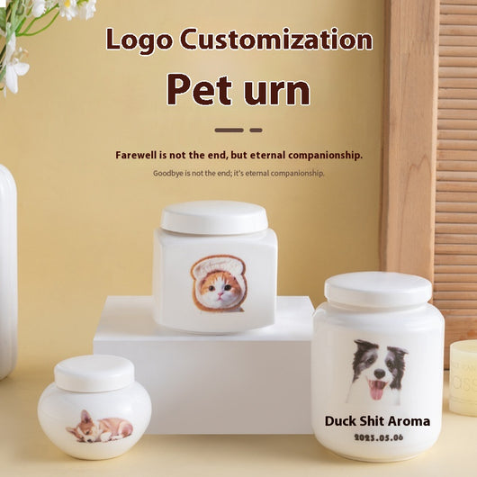 Urna Conmemorativa para Mascotas - Recipiente de Cerámica para Cenizas, Dientes y Pelaje