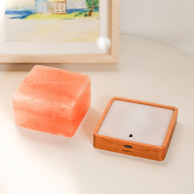 Lámpara de Sal Cristal con Base de Madera y LED Cuadrada - Image 10