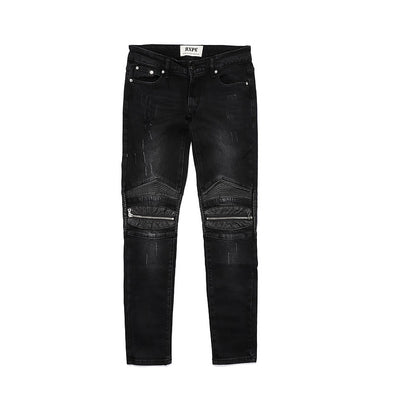 Jeans Slim Fit Motociclista con Parches de Cuero y Cierre Ajustado - Image 4