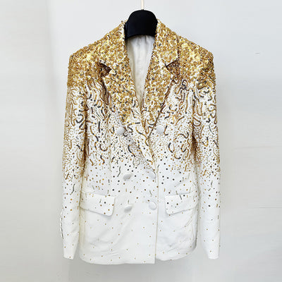 Blazer Doble Botonadura con Detalles Degradados