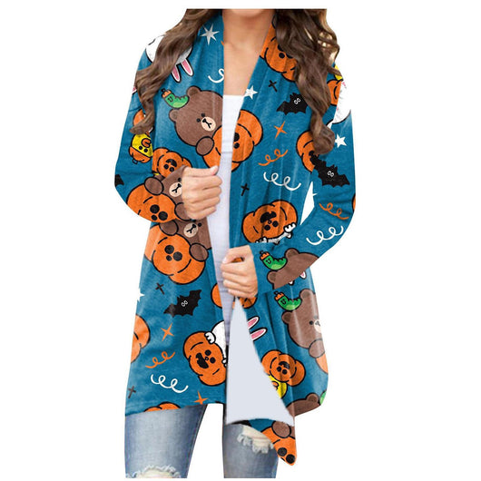 Abrigo Casual Versátil con Temática Halloween para Mujer - Image 9