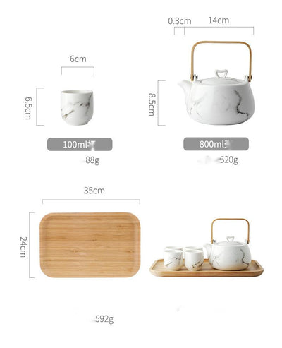 Juego de Té de Cerámica Japonesa con Patrón Mármol - Image 6