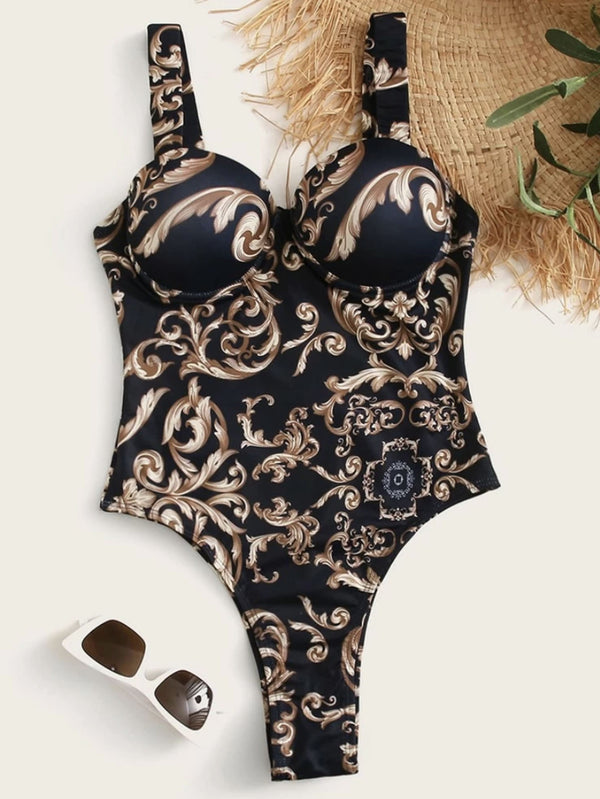Traje de Baño Estampado de Una Pieza para Mujer