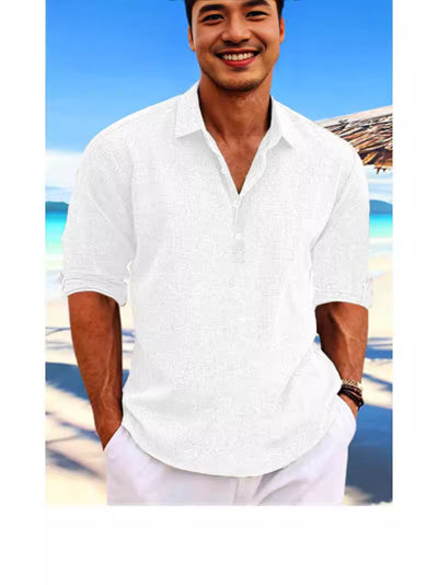 Camisa Holgada de Cáñamo y Algodón para Hombre - Talla Grande - Image 8