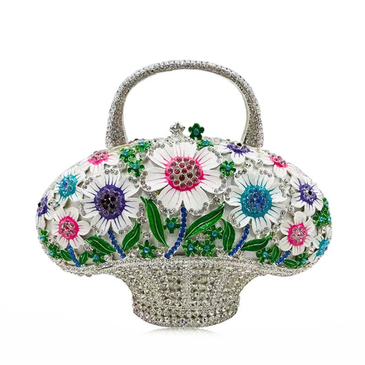 Bolso Miniatura Diamond Banquet con Diseño de Canasta Floral para Mujer - Image 3