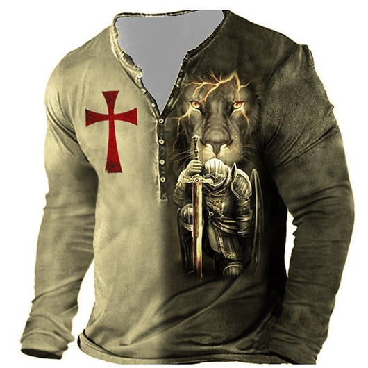 Camiseta Medieval de Manga Larga con Impresión Digital para Hombre - Image 8