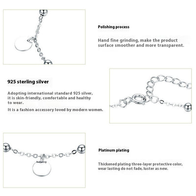 Pulsera de Tobillo Plata 925 Chapada en Oro Blanco - Image 10