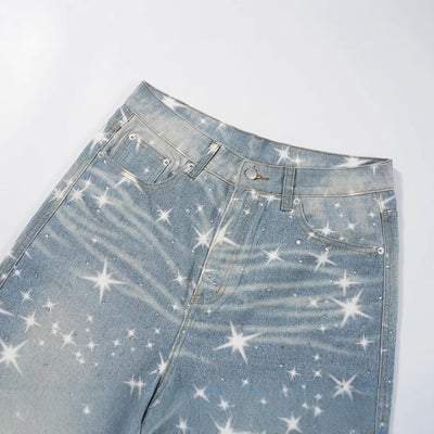 Jeans Sueltos Estampados XINGX con Efecto Apilado para Mujer - Image 3