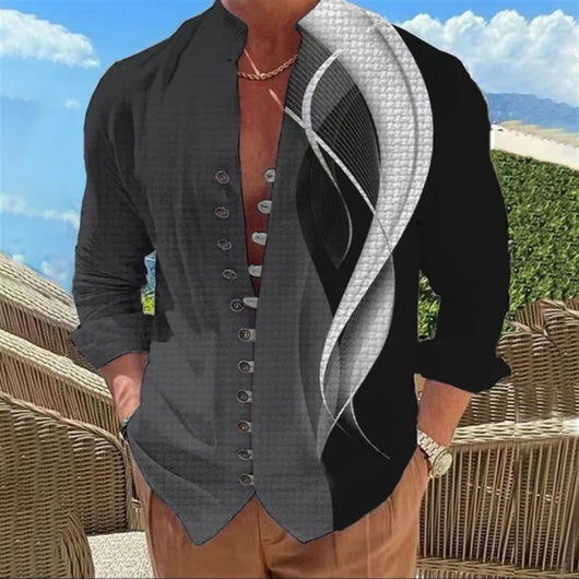 Camisa Estampada de Manga Larga para Hombre - Image 6