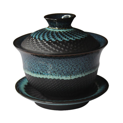 Gaiwan Tradicional Tianmu con Esmalte Cambiante - Cerámica Kung Fu Tea