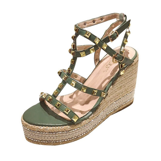 Zapatos Plataforma Romana con Tacón Alto y Detalles Perlados - Image 4