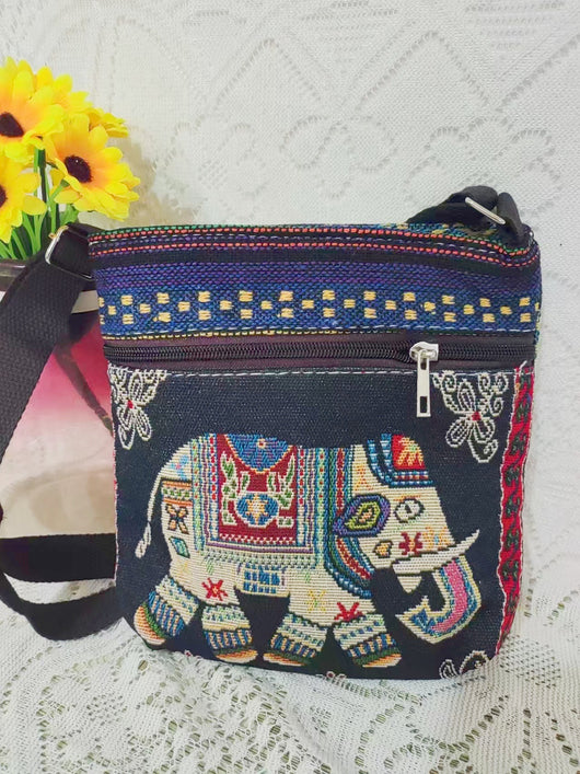 Bolso Bandolera Bordado Étnico con Elefante y Mariposa Estilo Chino - Image 21