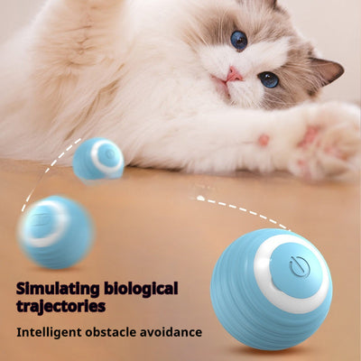 Two pink smart cat toy balls with ridged texture and a power button, offering 60 minutes of play on a full charge. - Image 14