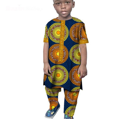 Conjunto Africano de Algodón Estampado - Camiseta y Pantalón - Image 3
