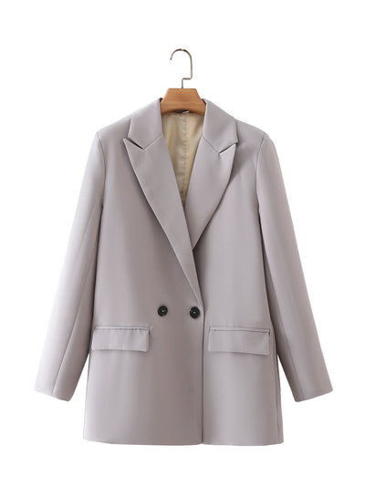 Blazer Oversize Doble Botonadura Color Sólido - Image 4