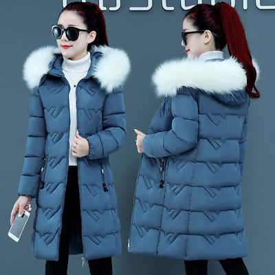 Chaqueta de Algodón con Capucha y Cuello de Piel Oversized para Talla Grande - Image 11