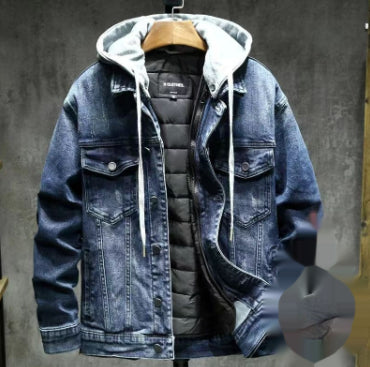 Chaqueta de Mezclilla Hombre Suelta Acolchada con Forro Desmontable - Image 12