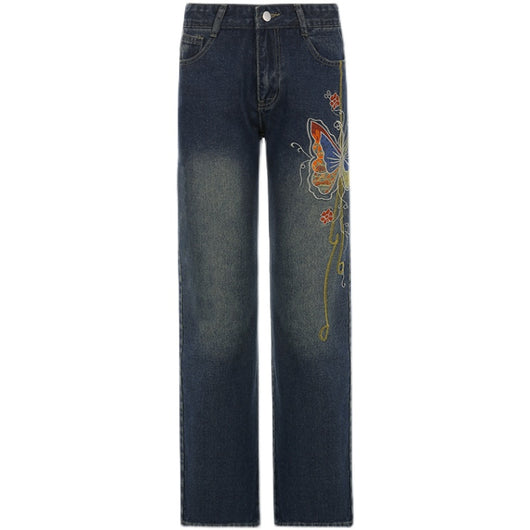 Jeans Retro Cintura Alta con Estampado de Mariposas para Mujer - Image 7