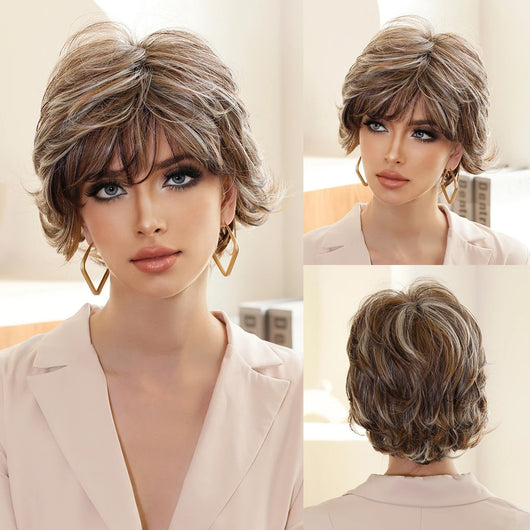 Peluca Corta de Fibra Química Mecánica para Mujer - Image 4
