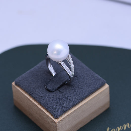 Anillo de Perla Blanca de Agua Dulce 11-12mm Círculo Perfecto Brillo Intenso - Image 14