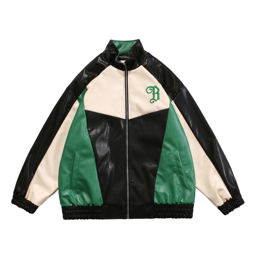 Chaqueta de Cuero PU con Costuras Retro Americano para Hombre - Image 4