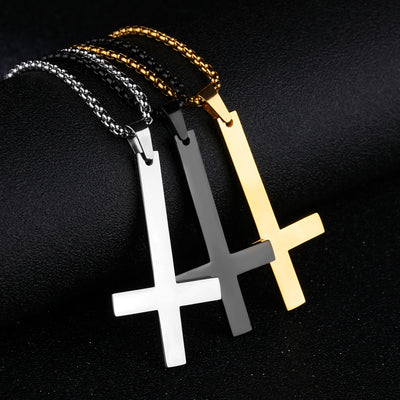 Collar de Cruz Invertida de Acero Inoxidable para Hombre - Image 6