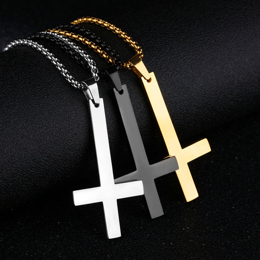 Collar de Cruz Invertida de Acero Inoxidable para Hombre - Image 6