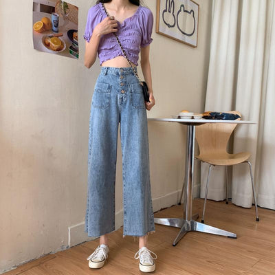 Pantalones Vaqueros Rectos Cintura Alta Holgados para Mujer - Image 8