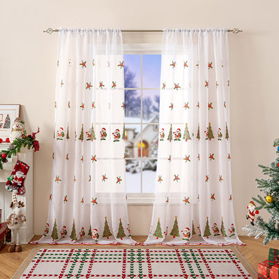 Cortina Navideña Americana con Bordado de Árbol de Navidad - Image 6