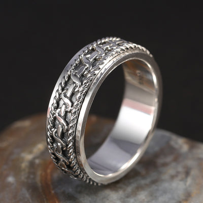 Anillo de Plata Tailandesa Vintage con Cuerda de Cáñamo - Image 4