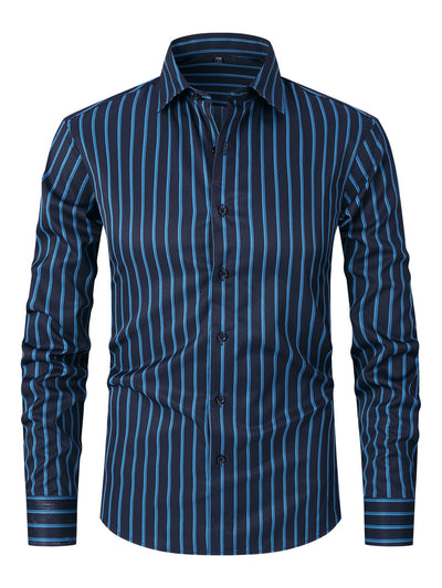 Camisa de Manga Larga en Seda de Hielo con Rayas Coordinadas - Image 8