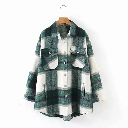 Chaqueta Tweed Cuadros para Mujer con Bolsillos y Botones - Image 23