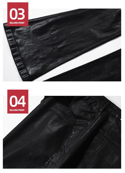 Pantalones Bootcut de Vinilo con Costuras Desgastadas - Image 13