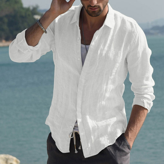 Camisa Casual de Algodón y Lino para Hombre - Manga Larga Otoño Invierno - Image 6
