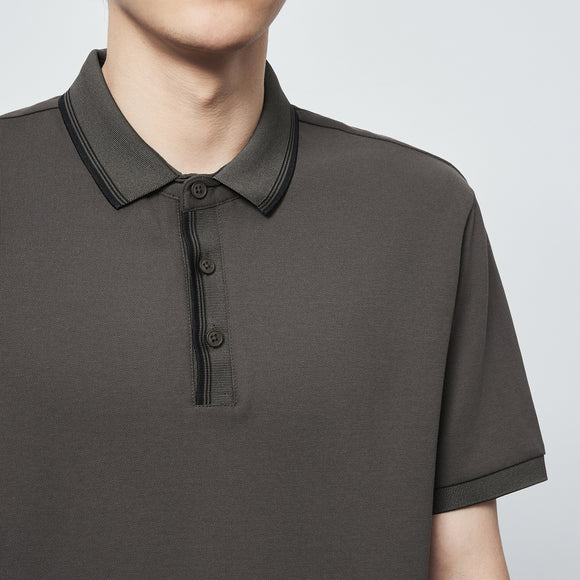 Polo Camiseta Algodón Peinado Mercerizado con Rayas en Contraste