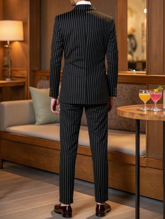 Conjunto de Traje Ejecutivo a Rayas para Hombre - Image 15
