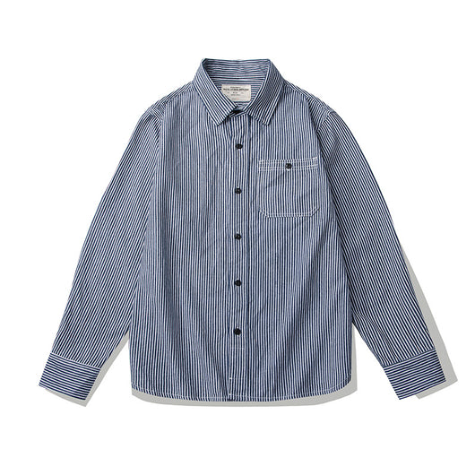 Camisa Retro de Rayas Verticales Manga Larga para Hombre - Image 4