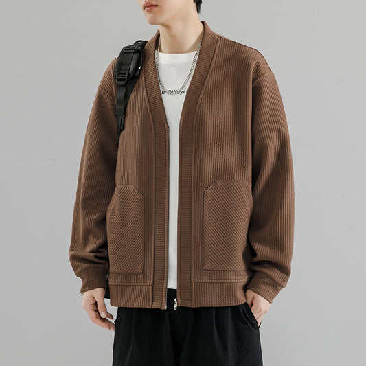 Cardigan Tipo Chaqueta Talla Grande para Hombre - Cierre de Cremallera