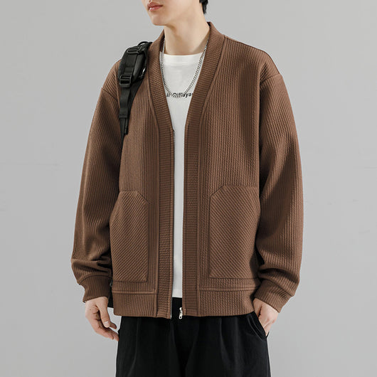 Cardigan Tipo Chaqueta Talla Grande para Hombre - Cierre de Cremallera