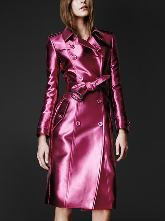 Abrigo de Cuero Premium Ajustado para Mujer - Image 2