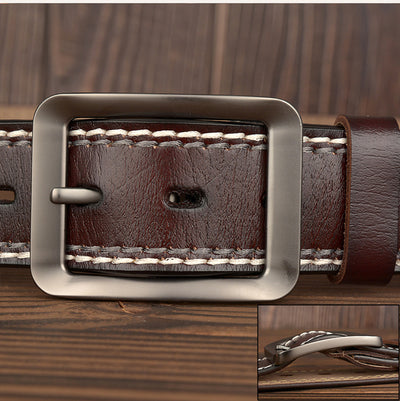Cinturón de Cuero Genuino Doble Línea para Hombre con Hebilla Japonesa - Image 6