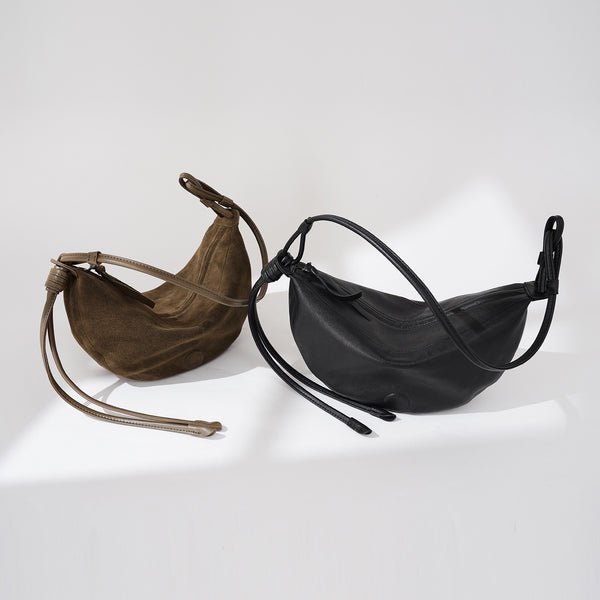 Bolso Bandolera Retro Media Luna en Cuero Oveja