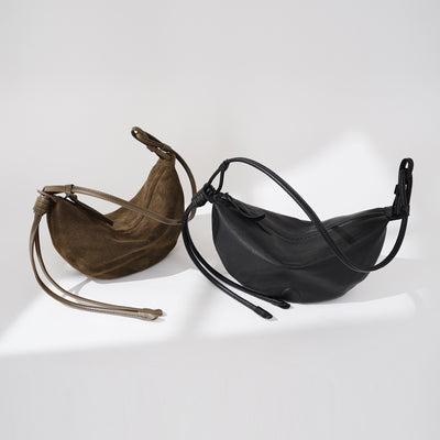 Bolso Bandolera Retro Media Luna en Cuero Oveja