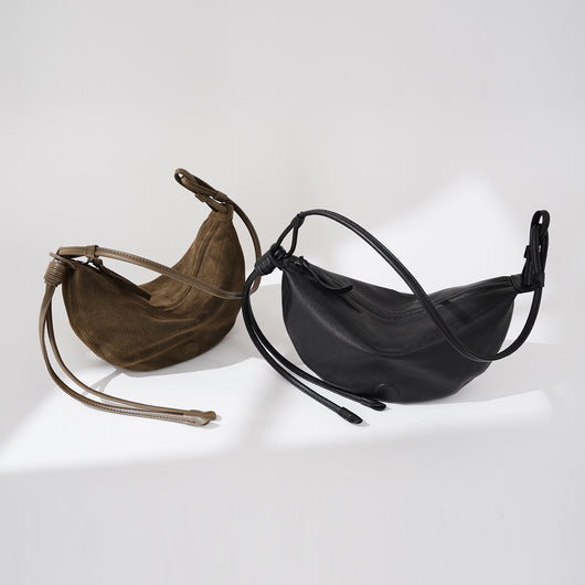 Bolso Bandolera Retro Media Luna en Cuero Oveja