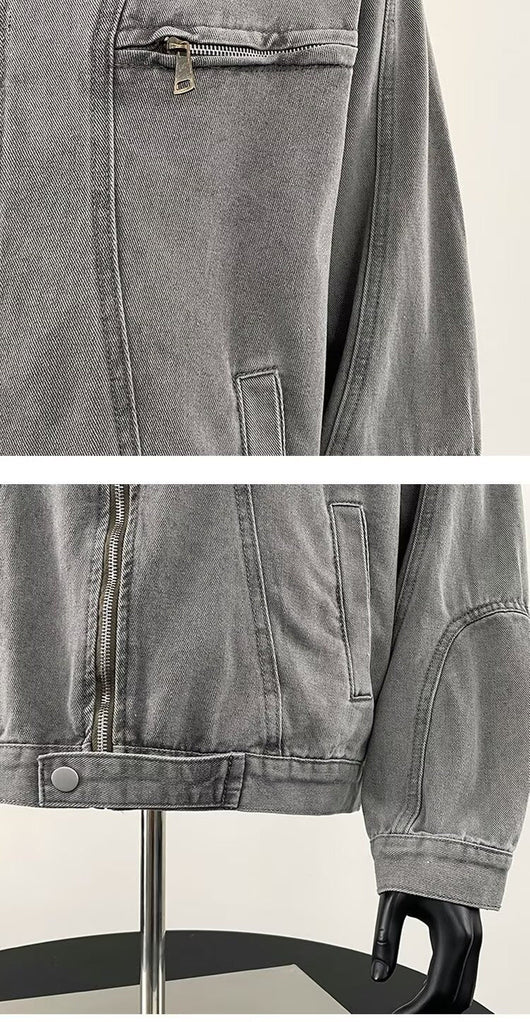 Chaqueta Denim Pesada Vintage Desgastada para Hombre - Image 11