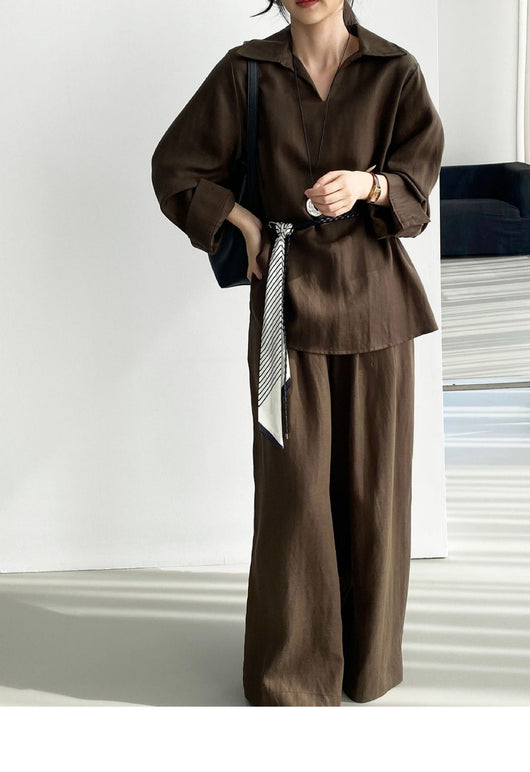 Conjunto de Blusa Casual y Pantalón Ancho con Cintura Elástica - Image 29