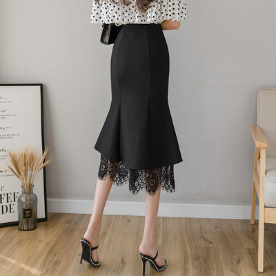 Falda Negra de Encaje con Volantes para Commuter - Image 11
