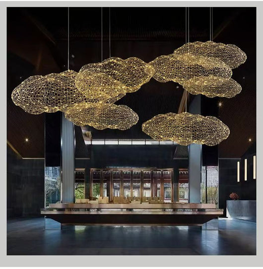 Lámpara Colgante Industrial Nube de Malla Hierro para Restaurantes - Image 10