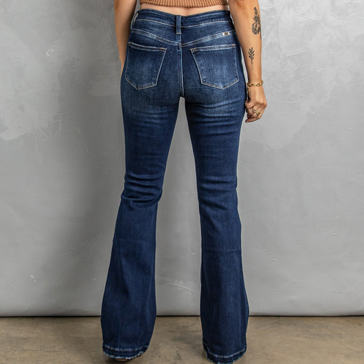 Jeans Talle Alto Slim Fit con Rotos Efecto Lavado para Mujer - Image 3