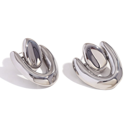 Aretes de Corazón Irregular Acero Inoxidable Chapado en Oro 18K con Costuras Geométricas - Image 5